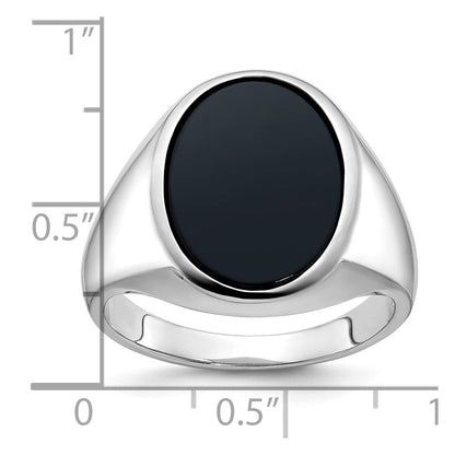 14k White Gold Men's Oval Onyx Complete Ring