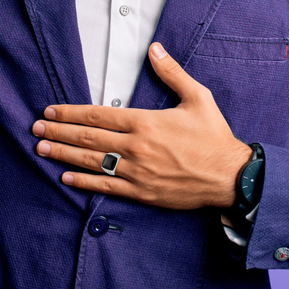 14k White Gold Men's Onyx Ring Mounting