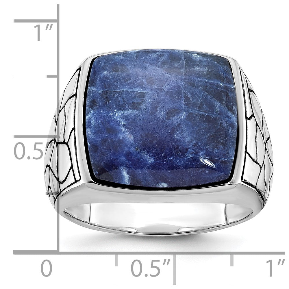 14k White Gold Men's Sodalite Ring Mounting
