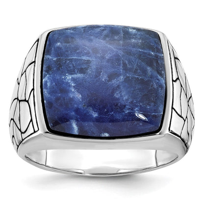 14k White Gold Men's Sodalite Ring Mounting