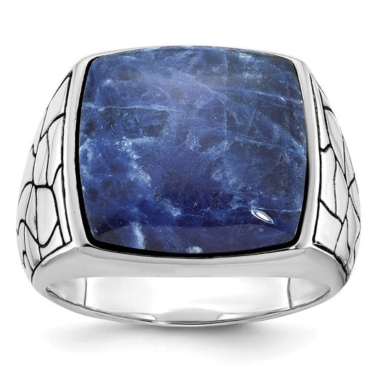 14k White Gold Men's Sodalite Ring Mounting