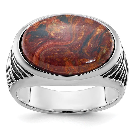 14k White Gold Men's Pietersite Ring Mounting