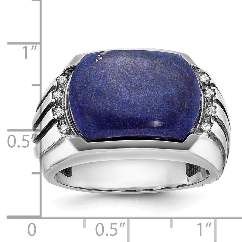 14k White Gold with Black Rhodium Men's Lapis and Diamond Ring Mounting