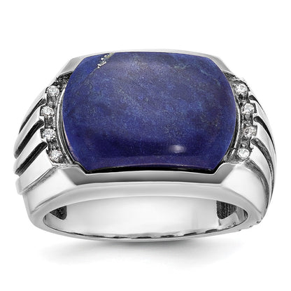 14k White Gold with Black Rhodium Men's Lapis and Diamond Ring Mounting