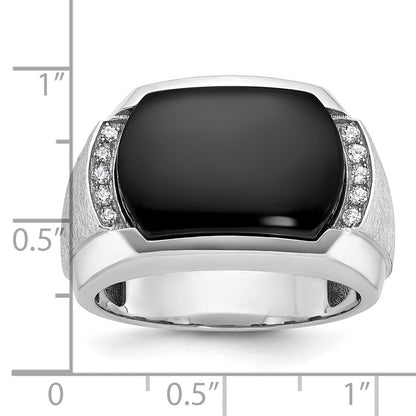 14k White Gold Men's Satin Onyx and Diamond Ring Mounting
