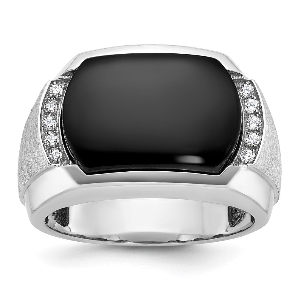 14k White Gold Men's Satin Onyx and Diamond Ring Mounting