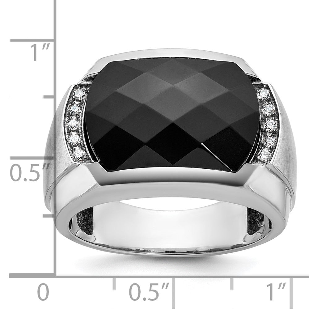 14k White Gold Men's Satin Onyx and Diamond Ring Mounting