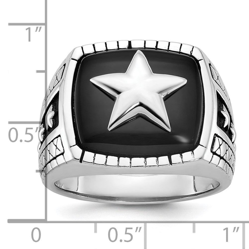 14k White Gold Men's Onyx Star Ring Mounting