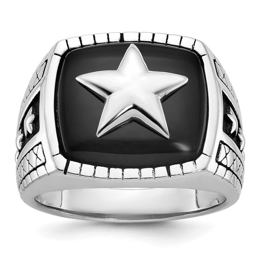 14k White Gold Men's Onyx Star Ring Mounting