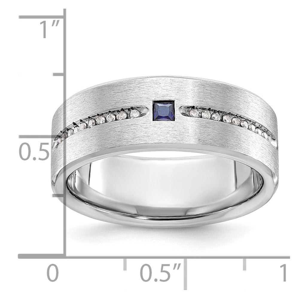 14k White Gold Men's Satin Sapphire/Diamond Ring Mounting