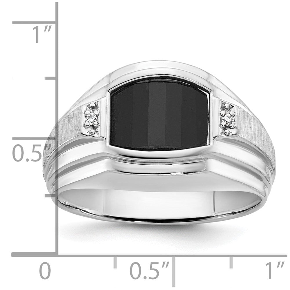 14k White Gold Men's Satin Onyx and Diamond Ring Mounting