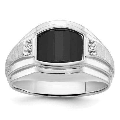 14k White Gold Men's Satin Onyx and Diamond Ring Mounting