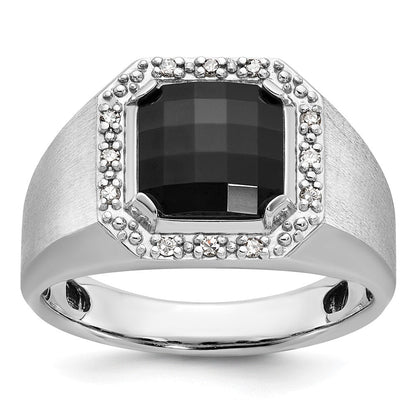 14k White Gold Men's Onyx and Diamond Ring Mounting