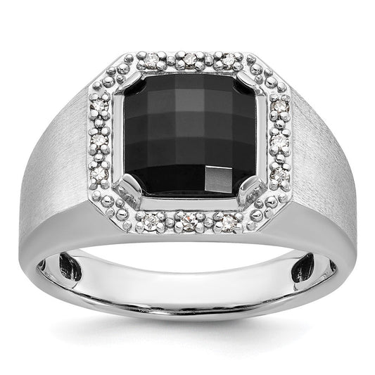 14k White Gold Men's Onyx and Diamond Ring Mounting