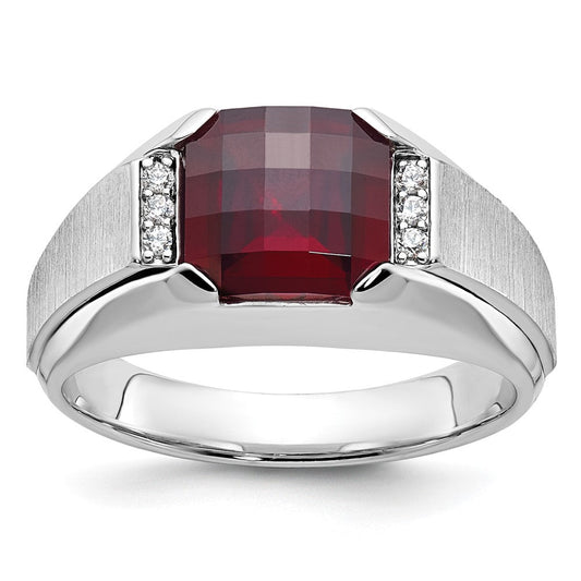 14k White Gold Men's Gemstone and Diamond Ring Mounting