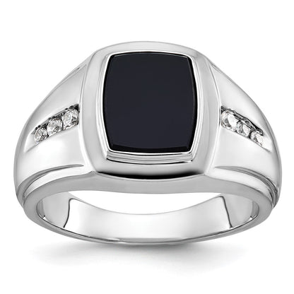 14k White Gold Men's Onyx and Diamond Ring Mounting