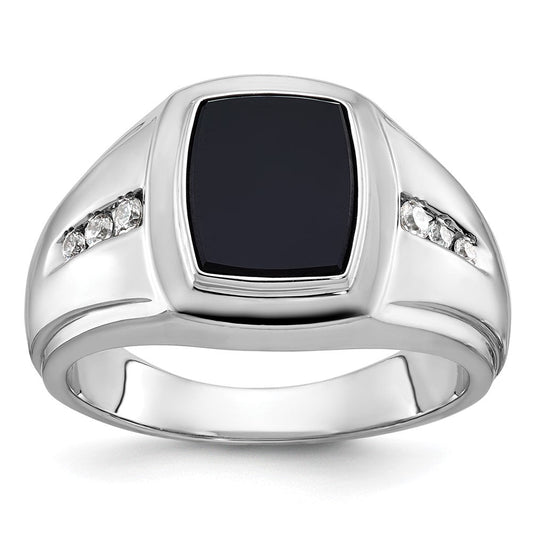14k White Gold Men's Onyx and Diamond Ring Mounting