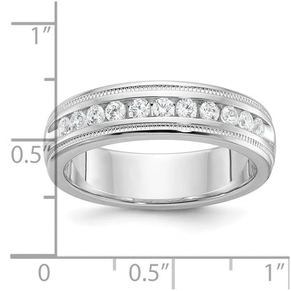 14k White Gold Men's 1/2 carat Diamond Milgrain Complete Ring