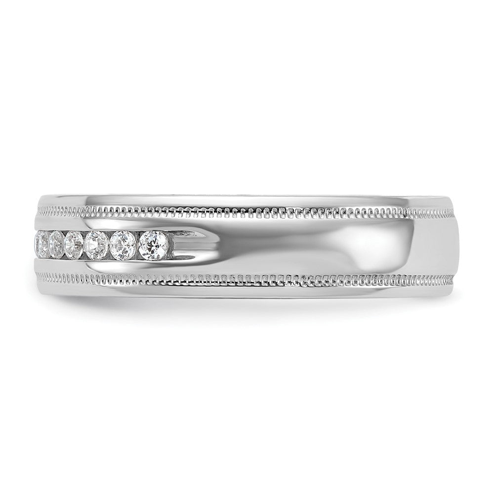 14k White Gold Men's Diamond Milgrain Ring Mounting