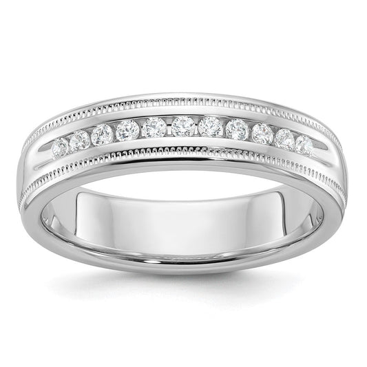 14k White Gold Men's Diamond Milgrain Ring Mounting