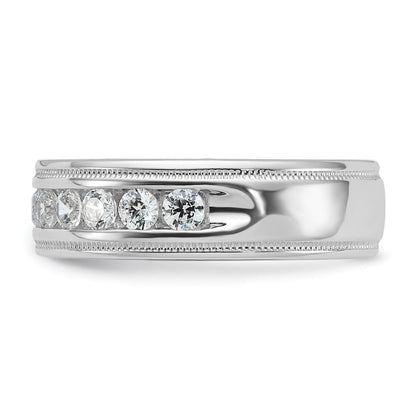 14k White Gold Men's Diamond Milgrain Ring Mounting