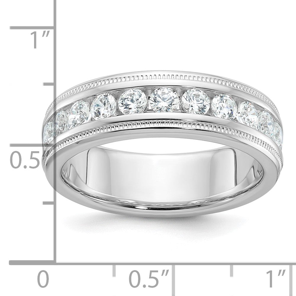 14k White Gold Men's Diamond Milgrain Ring Mounting