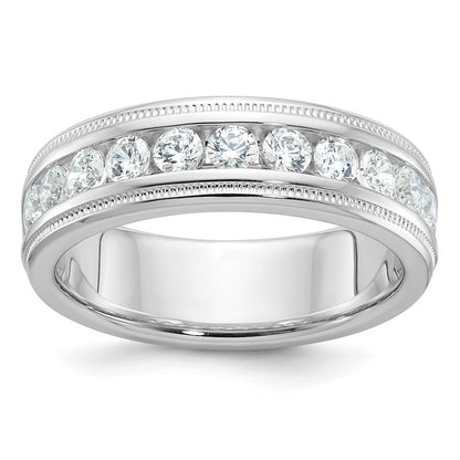 14k White Gold Men's Diamond Milgrain Ring Mounting