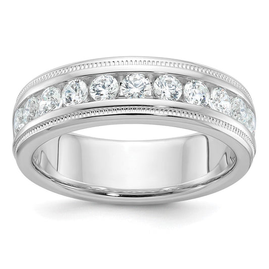 14k White Gold Men's Diamond Milgrain Ring Mounting
