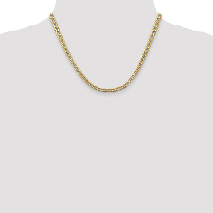 14K Yellow Gold 18 inch 4.75mm Semi-Solid Anchor with Lobster Clasp Chain Necklace