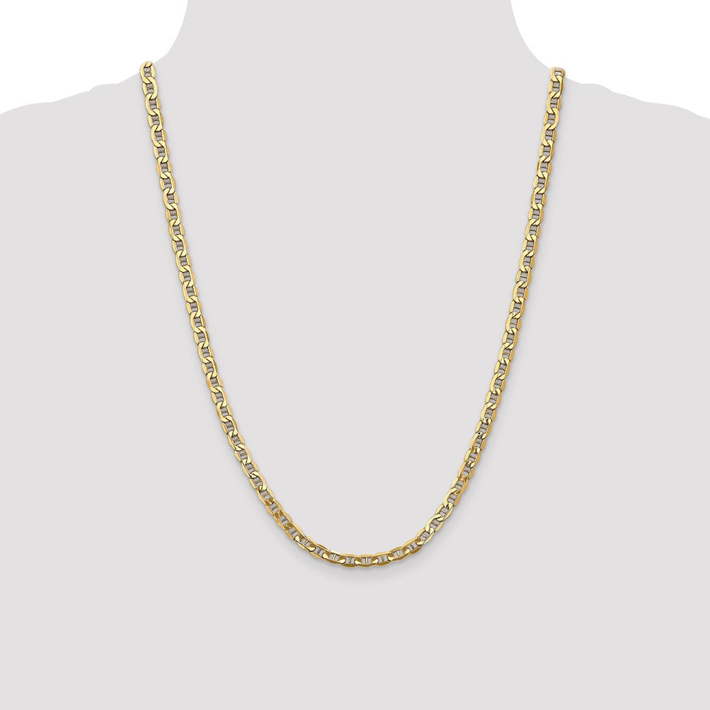 14K Yellow Gold 24 inch 4.75mm Semi-Solid Anchor with Lobster Clasp Chain Necklace