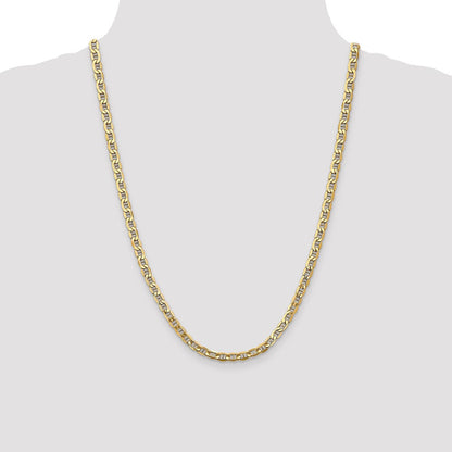 14K Yellow Gold 24 inch 4.75mm Semi-Solid Anchor with Lobster Clasp Chain Necklace