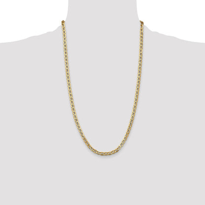 14K Yellow Gold 26 inch 4.75mm Semi-Solid Anchor with Lobster Clasp Chain Necklace