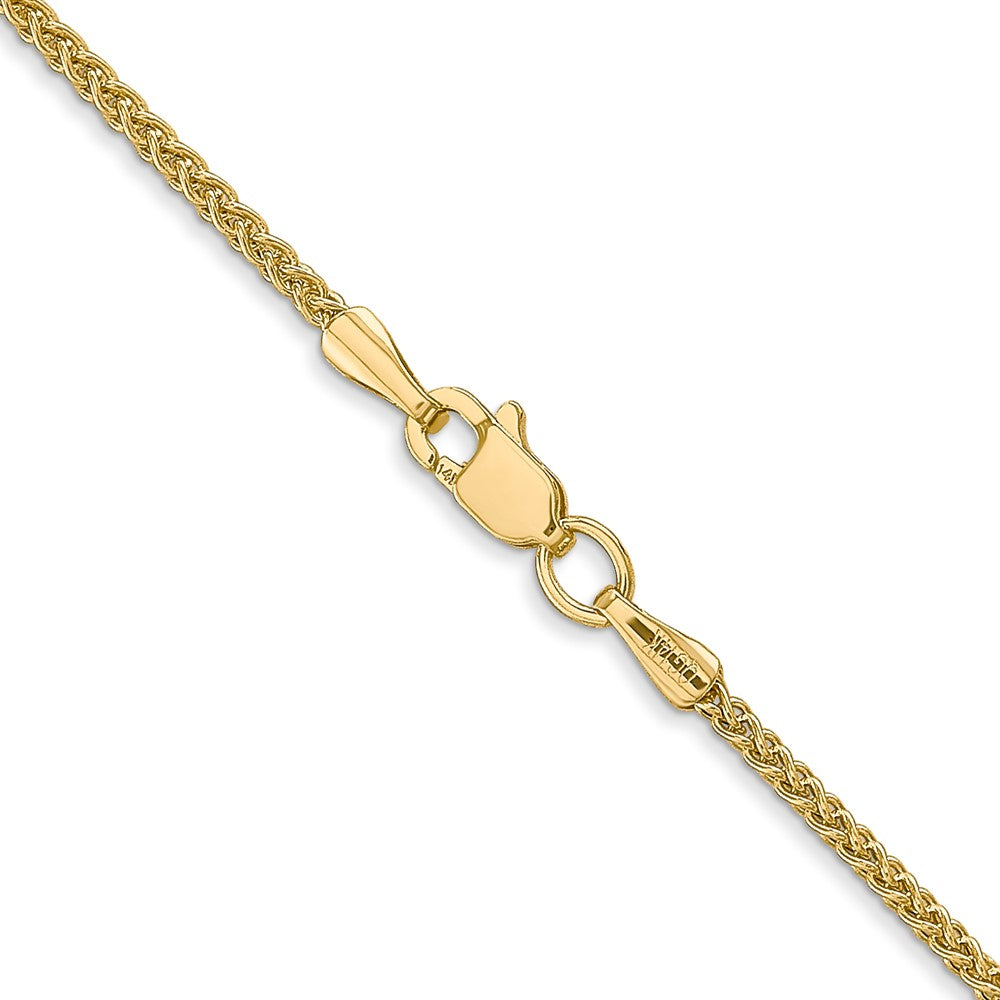 14K Yellow Gold 18 inch 1.55mm Semi-Solid Wheat with Lobster Clasp Chain Necklace