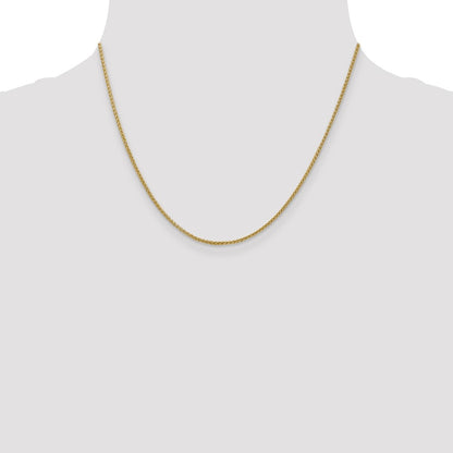 14K Yellow Gold 18 inch 1.55mm Semi-Solid Wheat with Lobster Clasp Chain Necklace