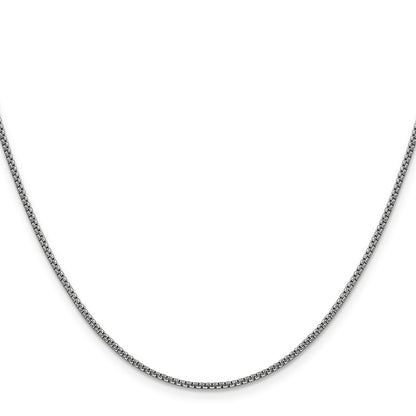 14K White Gold 18 inch 1.5mm Semi-Solid Round Box with Lobster Clasp Chain Necklace