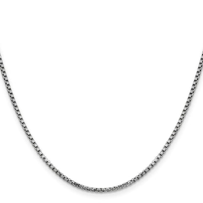 14K White Gold 18 inch 1.75mm Semi-Solid Round Box with Lobster Clasp Chain Necklace