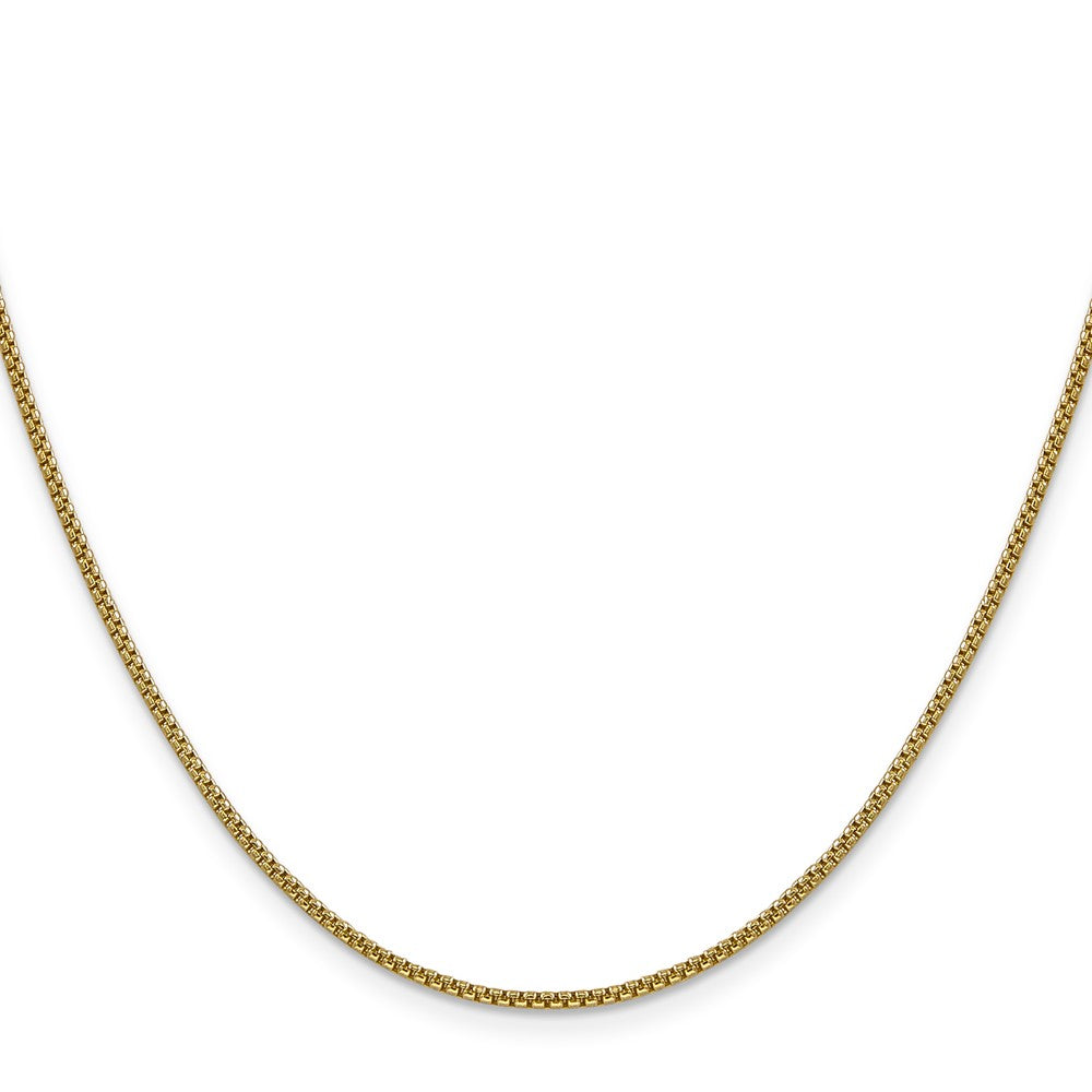 14K Yellow Gold 16 inch 1.5mm Semi-Solid Round Box with Lobster Clasp Chain Necklace