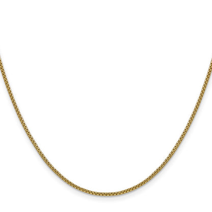 14K Yellow Gold 16 inch 1.5mm Semi-Solid Round Box with Lobster Clasp Chain Necklace