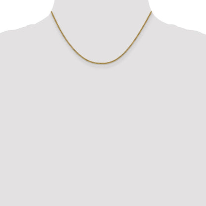 14K Yellow Gold 16 inch 1.5mm Semi-Solid Round Box with Lobster Clasp Chain Necklace