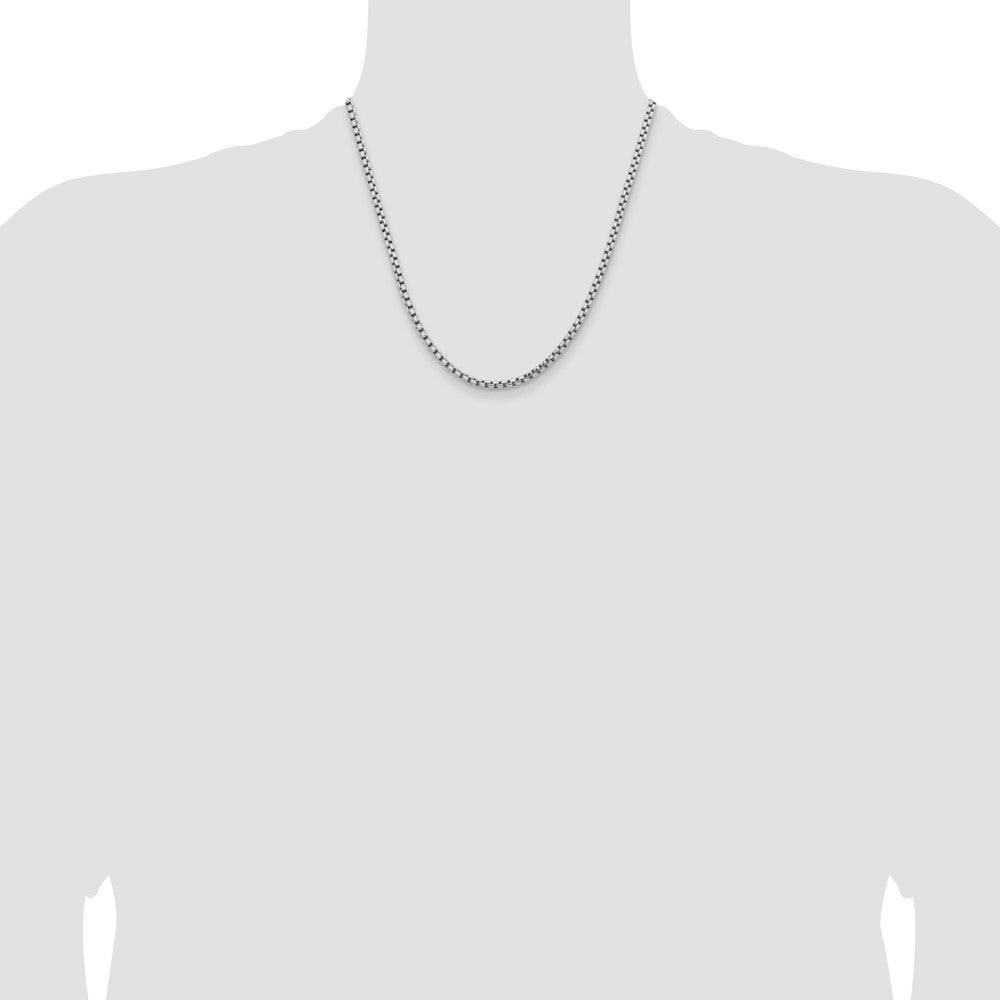 14K White Gold 20 inch 3.6mm Semi-Solid Round Box with Lobster Clasp Chain Necklace