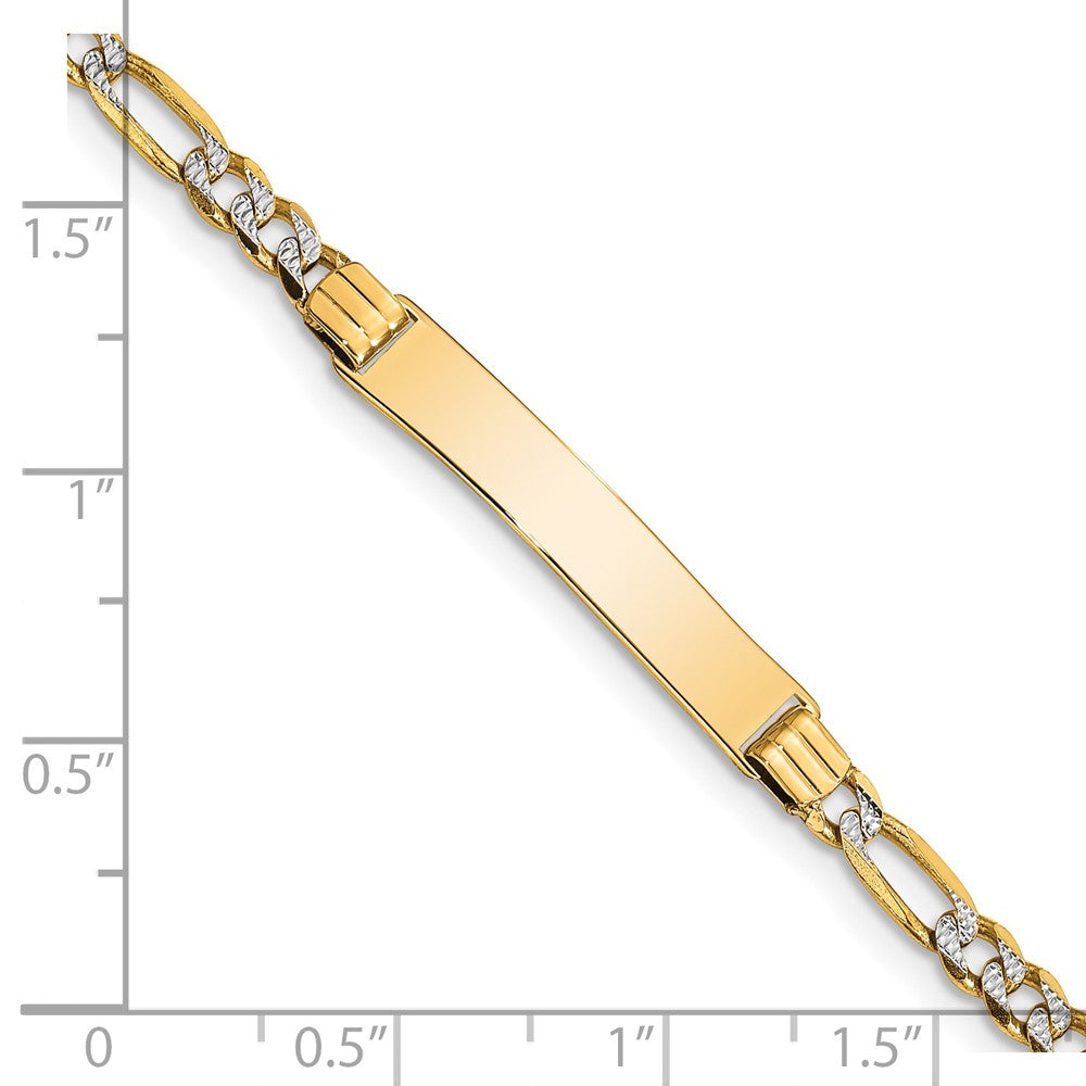 Solid 14K Yellow Gold w/Rhodium Children's Pav¬Ç Figaro Link ID Bracelet