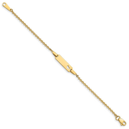 Solid 14K Yellow Gold Children's Heart ID Bracelet