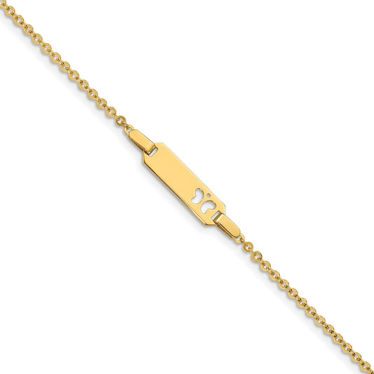 Solid 14K Yellow Gold Children's Butterfly ID Bracelet