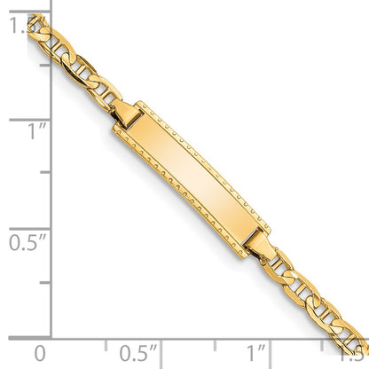 Solid 14K Yellow Gold Children's Anchor Link ID Bracelet