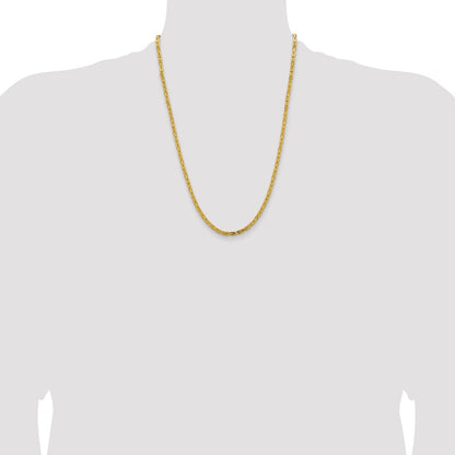 14K Yellow Gold 24 inch 3.25mm Byzantine with Lobster Clasp Chain Necklace