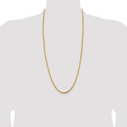 14K Yellow Gold 30 inch 3.25mm Byzantine with Lobster Clasp Chain Necklace