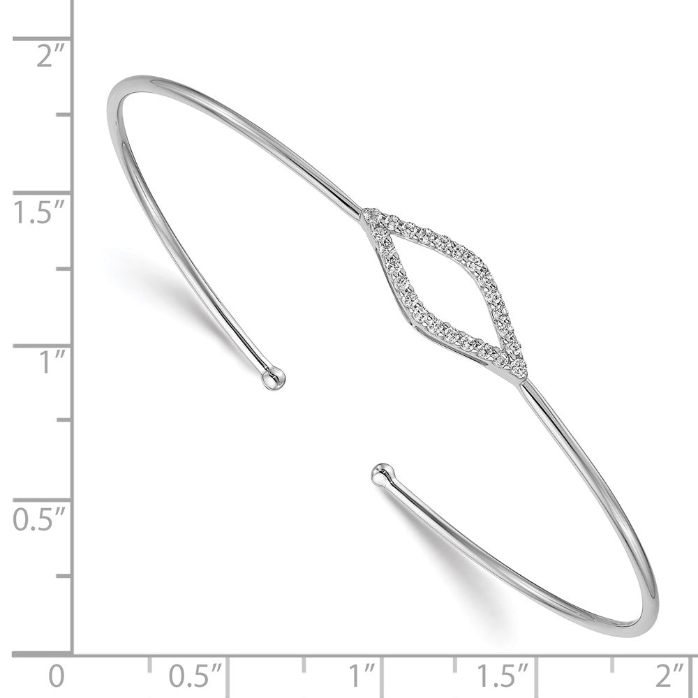 14k White Gold Flexible Natural Diamond Cuff Bangle