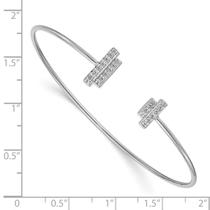 14k White Gold Natural Diamond Flexible Cuff Bangle