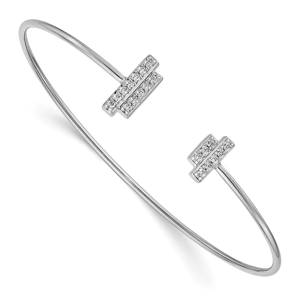 14k White Gold Natural Diamond Flexible Cuff Bangle