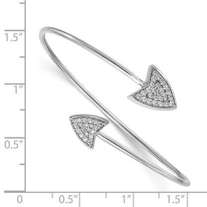 14k White Gold Natural Diamond Flexible Cuff Bangle